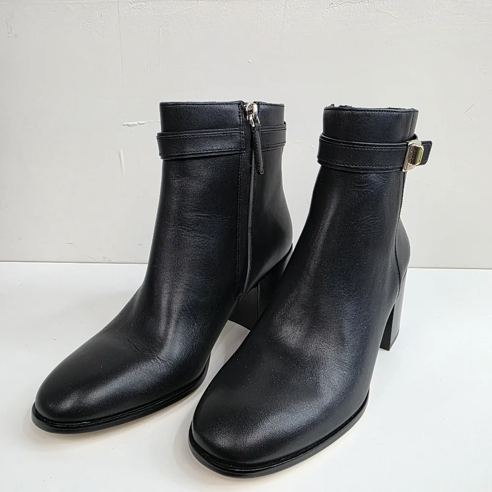 Kate Spade Pheobe Black Leather Ankle Boots, Size 7.5
